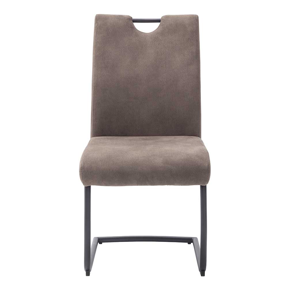 Microfaser Freischwinger in Beige - Unicat (2er Set)