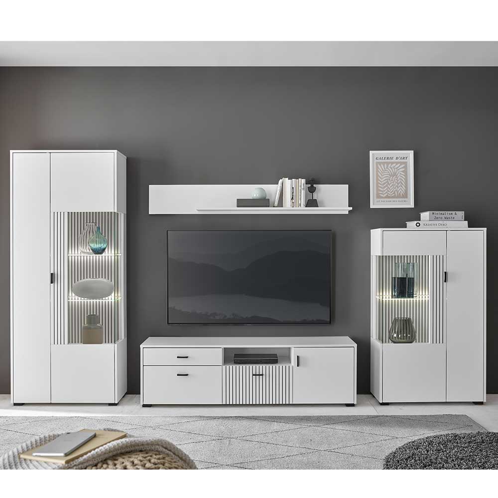 Weiße Wohnzimmerschränke & Wandboard im Set - Dualkos (vierteilig)