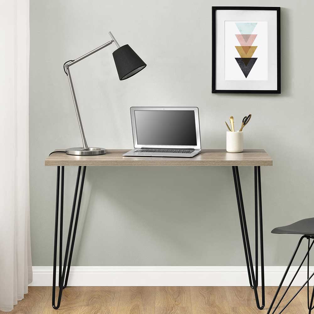 Eleganter Bürotisch für Home-Office mit Laptop und schlanken Haarnadelbeinen – Dressed