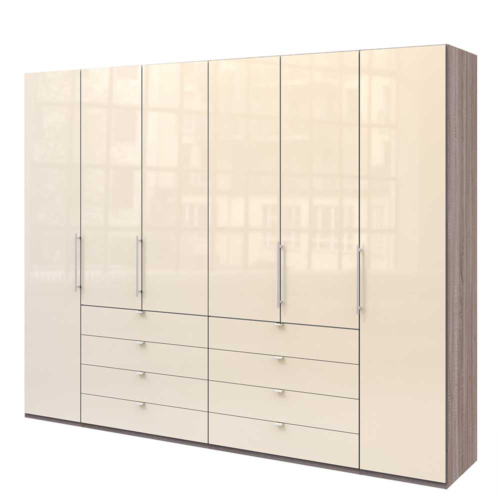 Kombi Kleiderschrank in Creme Glas - Tauron