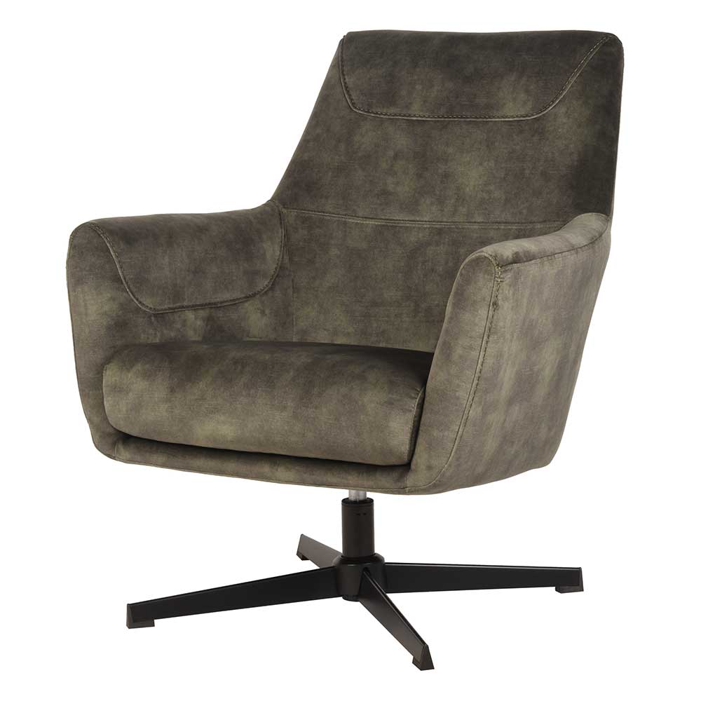 Wohnzimmer Velours Drehsessel in Dunkelgrün - Pluro