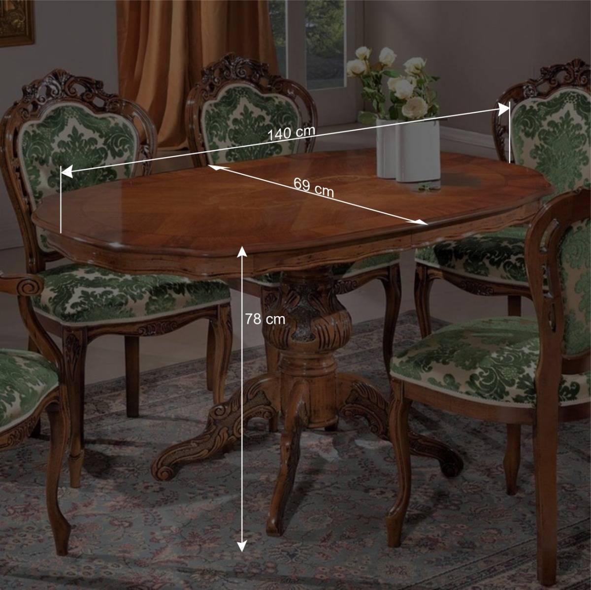 Barocktisch mit Nussbaum Furnier Magari in Oval 140x90