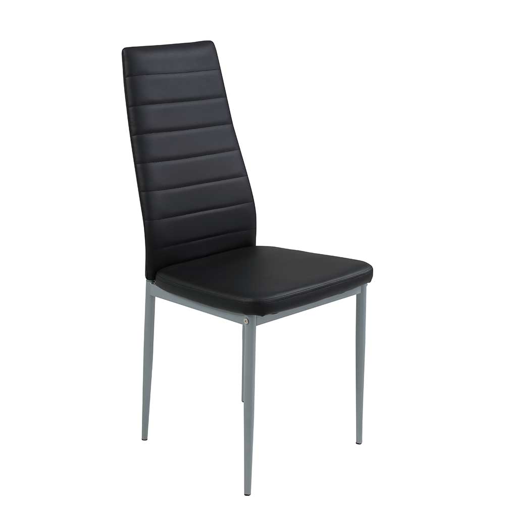 Esstisch Stühle in Schwarz & Alu - Kyperia (2er Set)