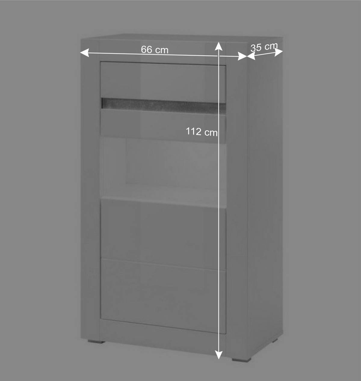 Weiße Hochglanzmöbel für das Wohnzimmer Mextra optional mit LED (vierteilig)