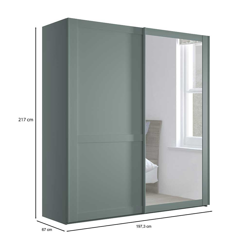 2-türiger Schwebetüren-Kleiderschrank in Graugrün - Rajavo