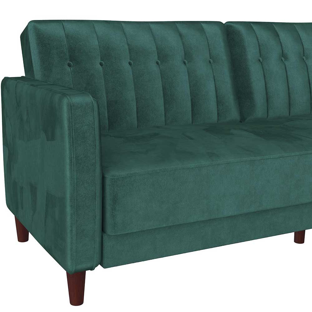 Samtsofa mit Bettfunktion in Grün - Puzi