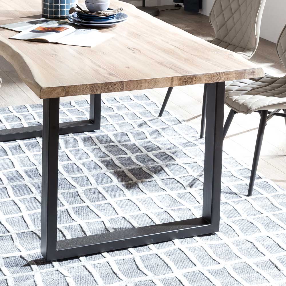 Baumkante Industry Tisch aus Wildeiche White Wash - Lurianno