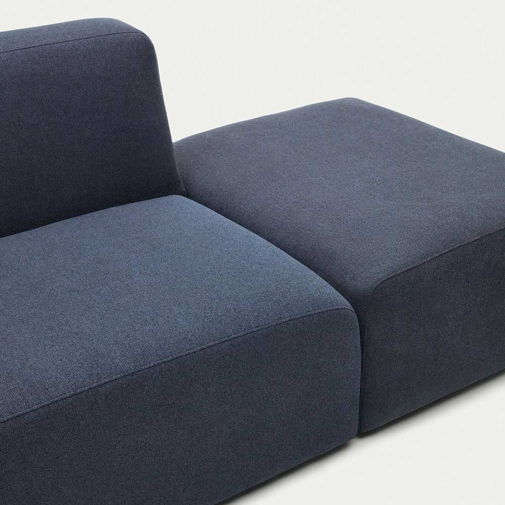 Zwei modulare Elemente einer blauen Wohnzimmer-Recamiere mit Fußteil – Fouzi