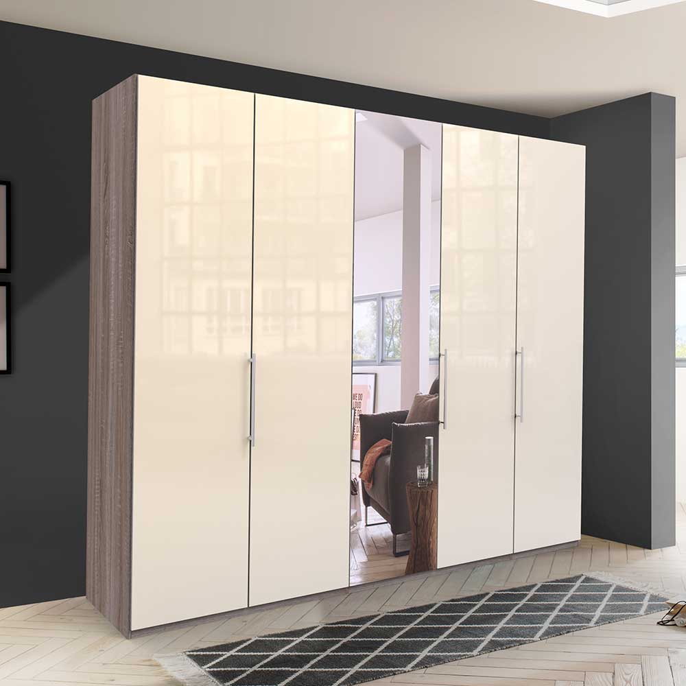 Breiter Kleiderschrank mit Spiegel - Quierly