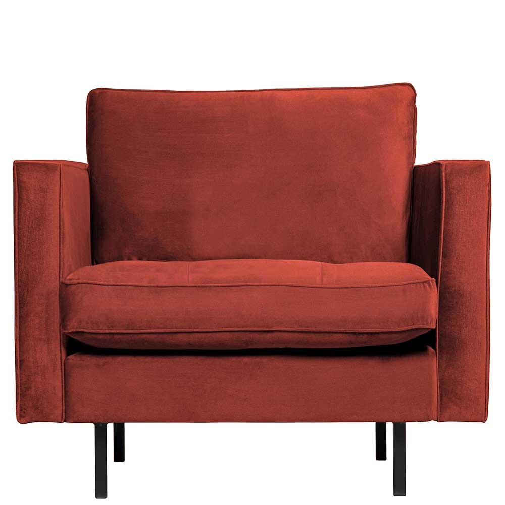 Kantiger Sessel in Kastanienfarben Samt - Enzing