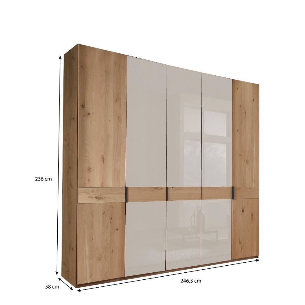 5-türiger Kleiderschrank in Eiche Bianco - Nikoba