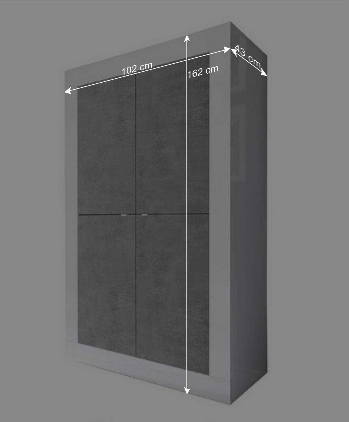 4-türiger Schrank in Beton Optik - Narandu