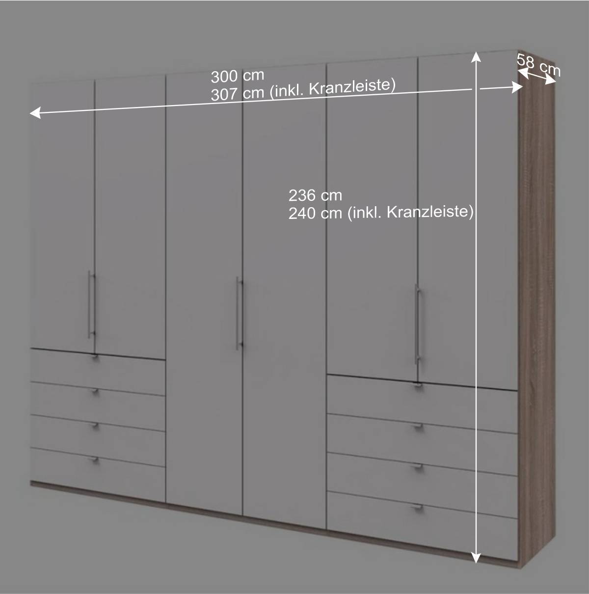 Moderner Schlafzimmerschrank in Weiß & Eiche sägerau - Vaclyn
