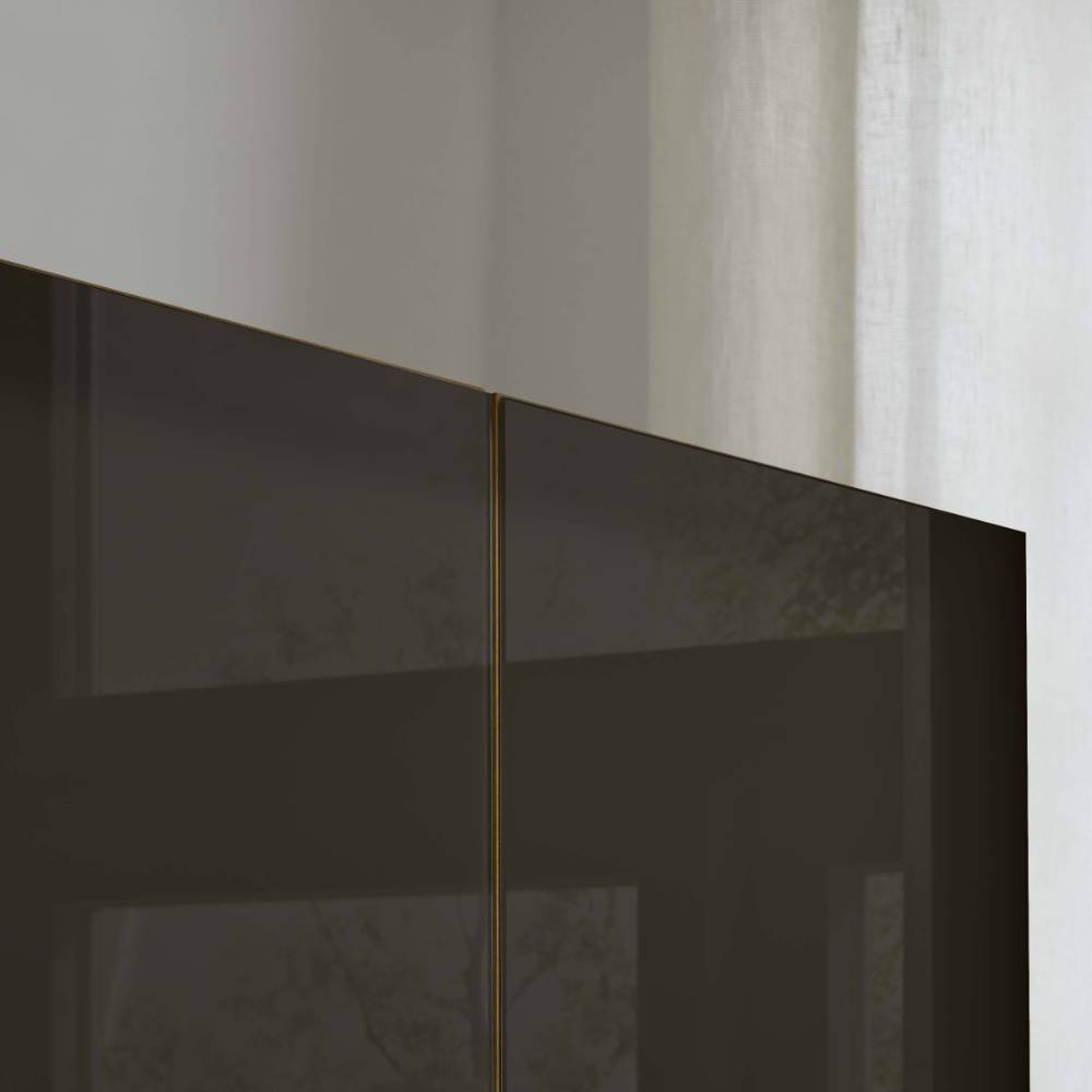 Glasfront-Schlafzimmerschrank in Dunkelbraun - Hung