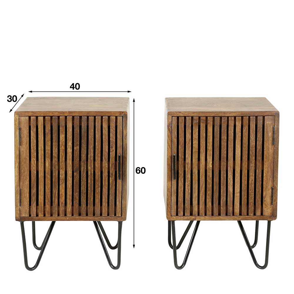 Nachtschränke aus Mangoholz - Baina (2er Set)