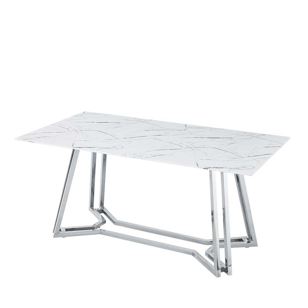 Esszimmer Glastisch in Marmoroptik - Concrete