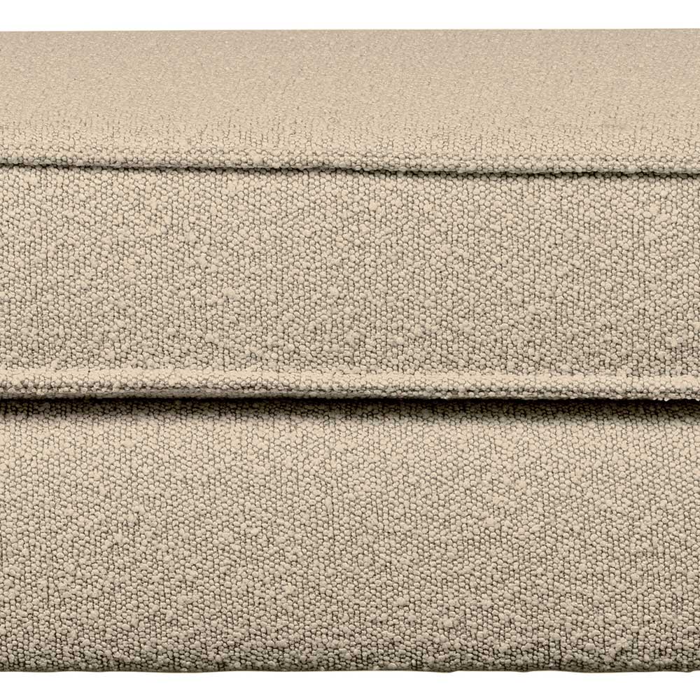 Polsterhocker aus Boucle Stoff in Beige - Glamoure