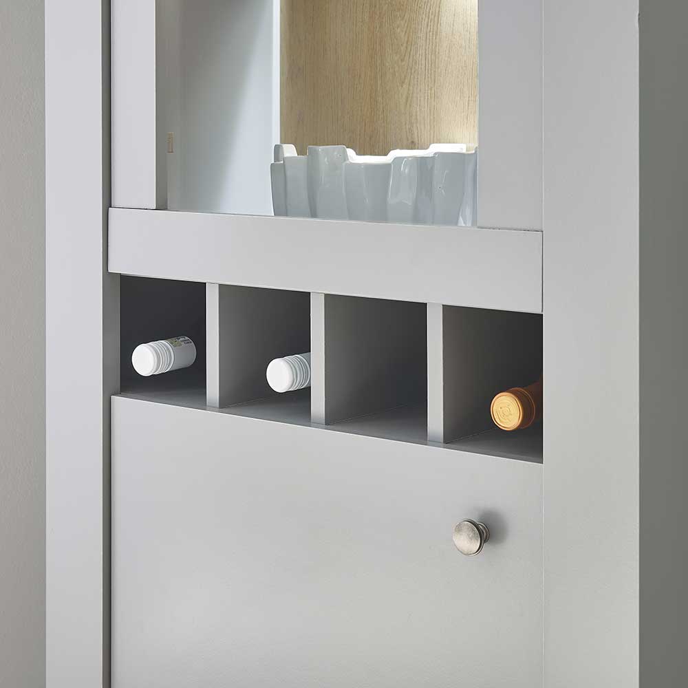 Country Vitrine in Lichtgrau & Eiche Optik - Buleta
