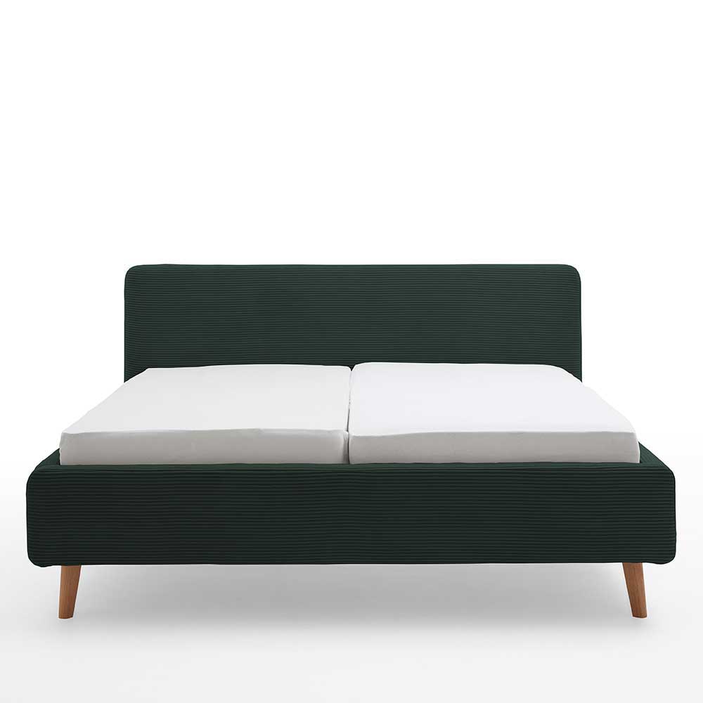 Doppelbett in Dunkelgrün Cord - Topra