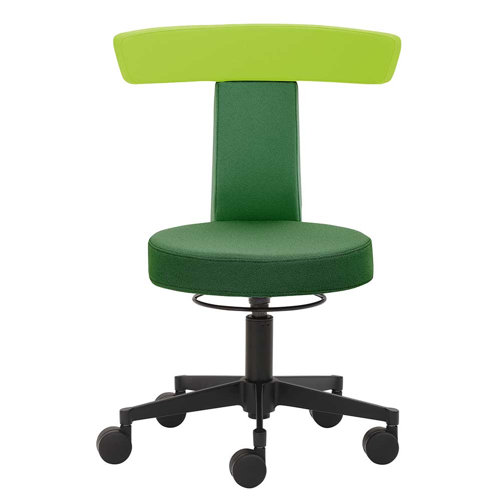 Hocker mit gepolsterter Lehne & Drehgestell - Jimdira