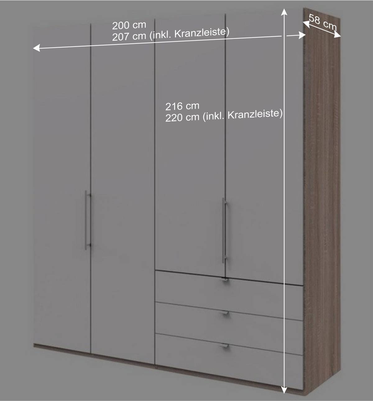 Falttüren-Kleiderschrank in Weiß & Eiche sägerau - Vaclyn