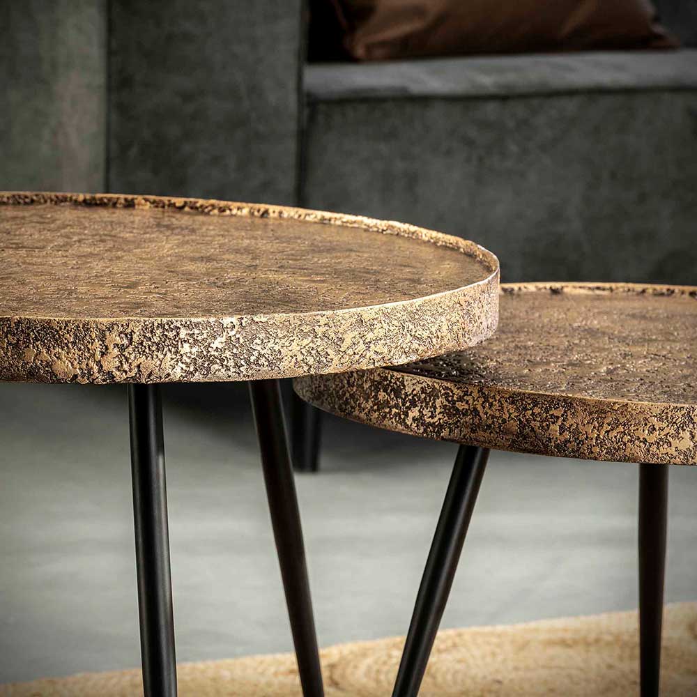 2-Satz Tisch in Bronze & Schwarz - Bordeaux (zweiteilig)