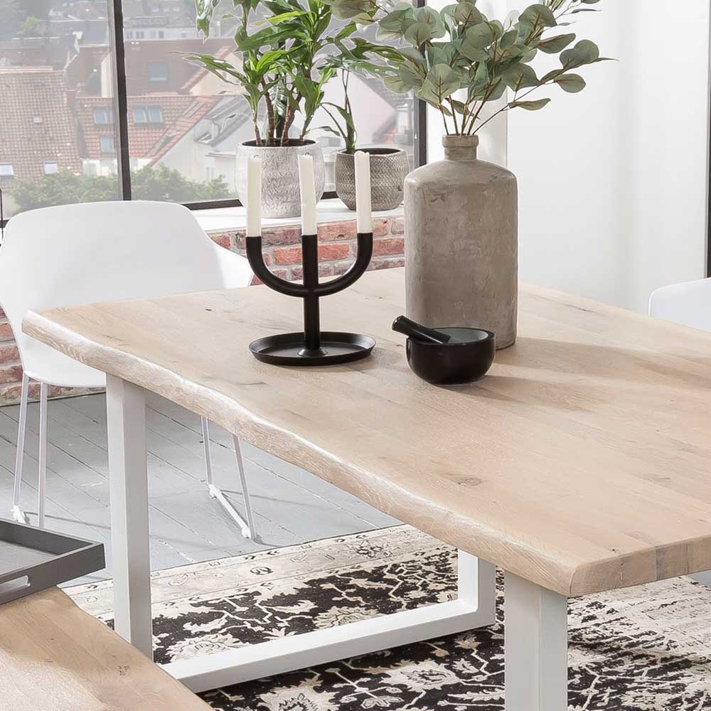 Eiche White Wash Tisch mit Baumkante - Tilveta