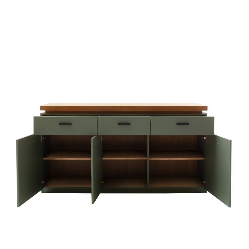 Sideboard in Graugrün mit Eiche Dekor - Kwin