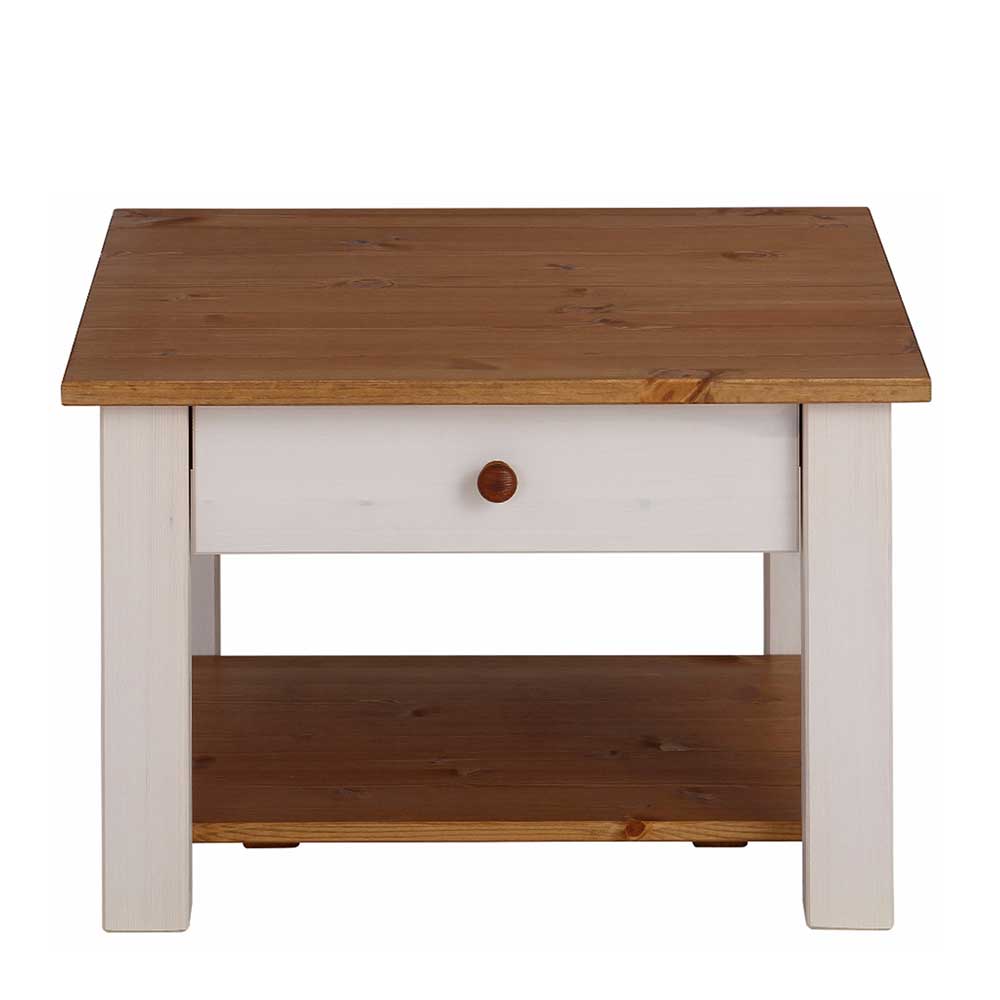 60x60 cm Landhaus Couchtisch mit Schublade - Auslava
