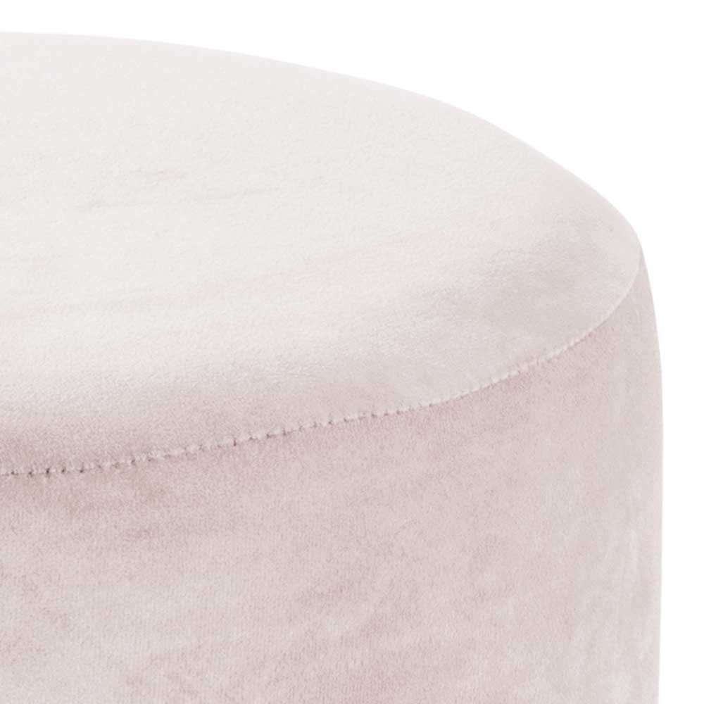 Runder Sitzhocker mit Samt in Creme - Zaydon