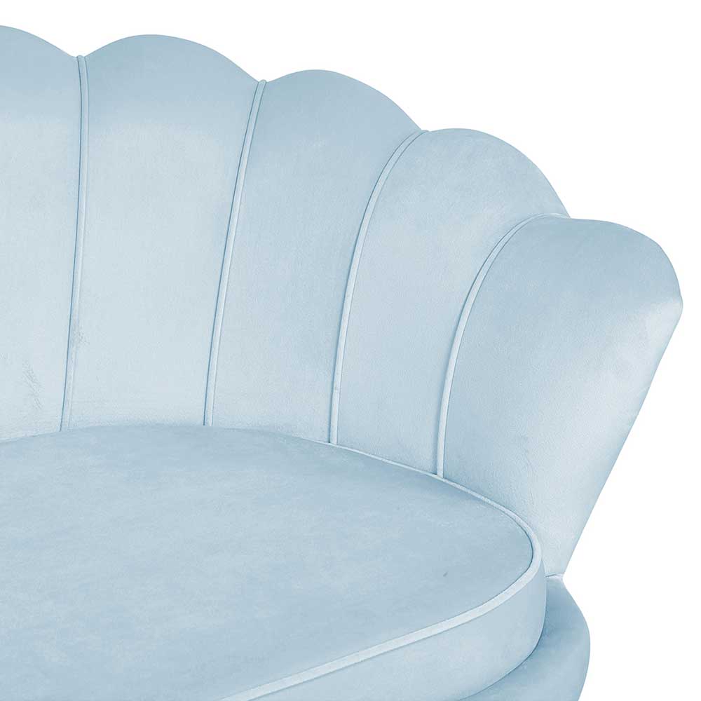 3er Samtsofa im Muscheldesign in Hellgrau - Montreal