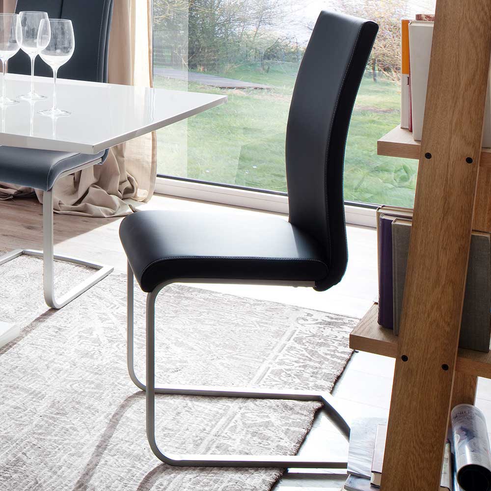 Esszimmer Schwingstuhl in Schwarz Cicia Kunstleder (4er Set)