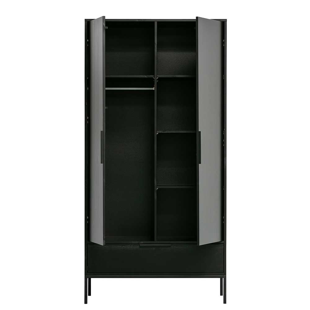 100x200x53 Schrank aus Kiefer in Schwarz - Drian