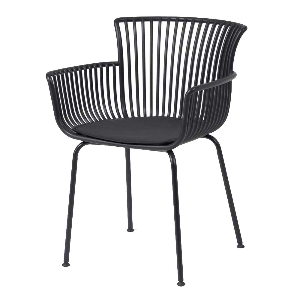 Garten Armlehnenstühle in Schwarz - Combo (4er Set)