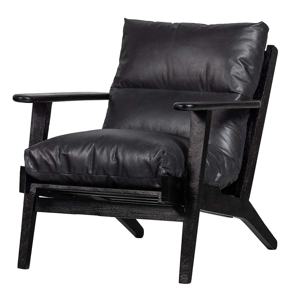 Retro Ledersessel in Schwarz - Monice