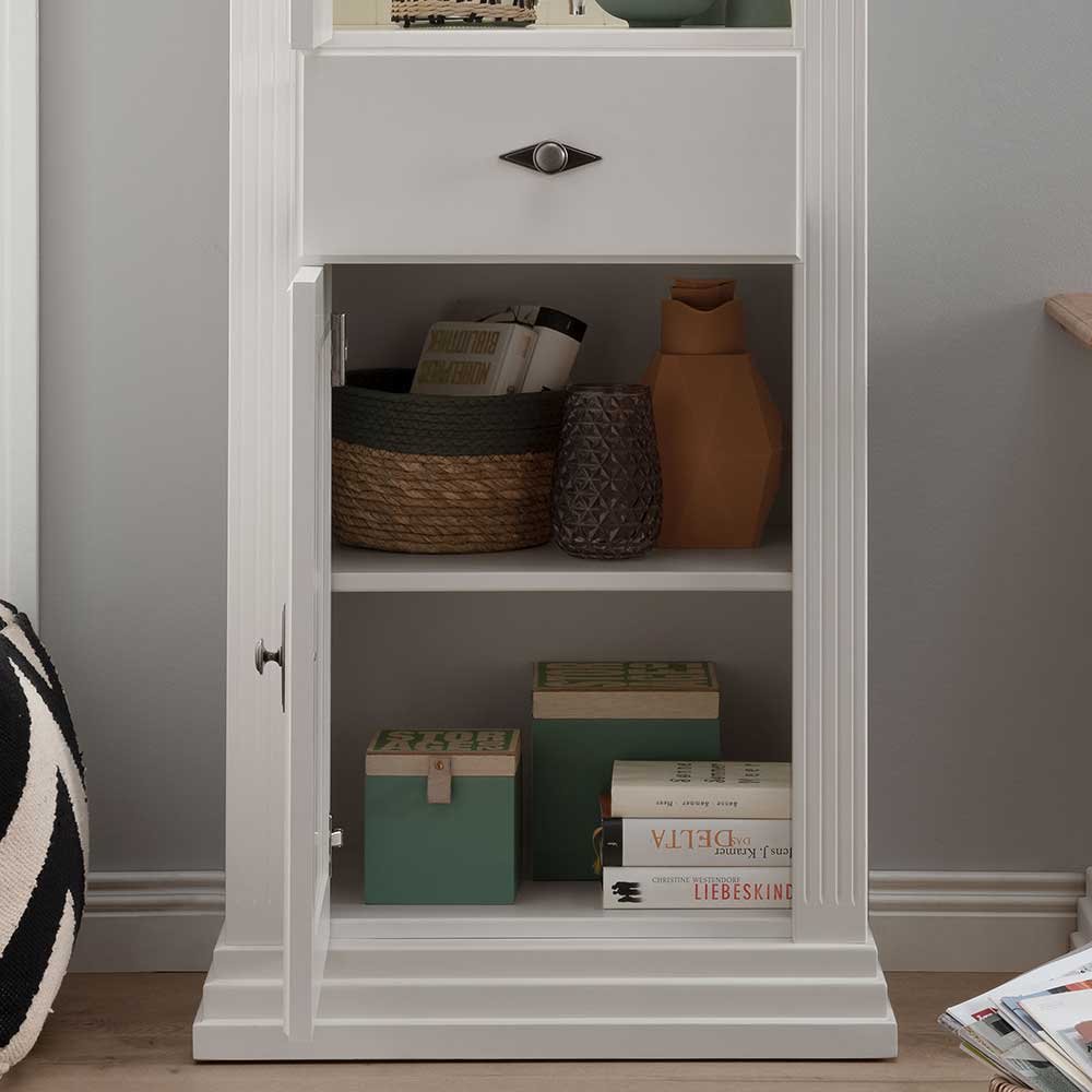 72x199x45 Modern Country Vitrinenschrank in Weiß - Henry