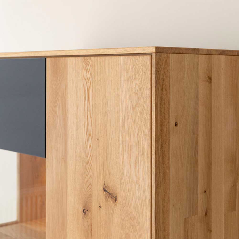 Highboard Vitrine aus Eiche und Glas - Masicuri