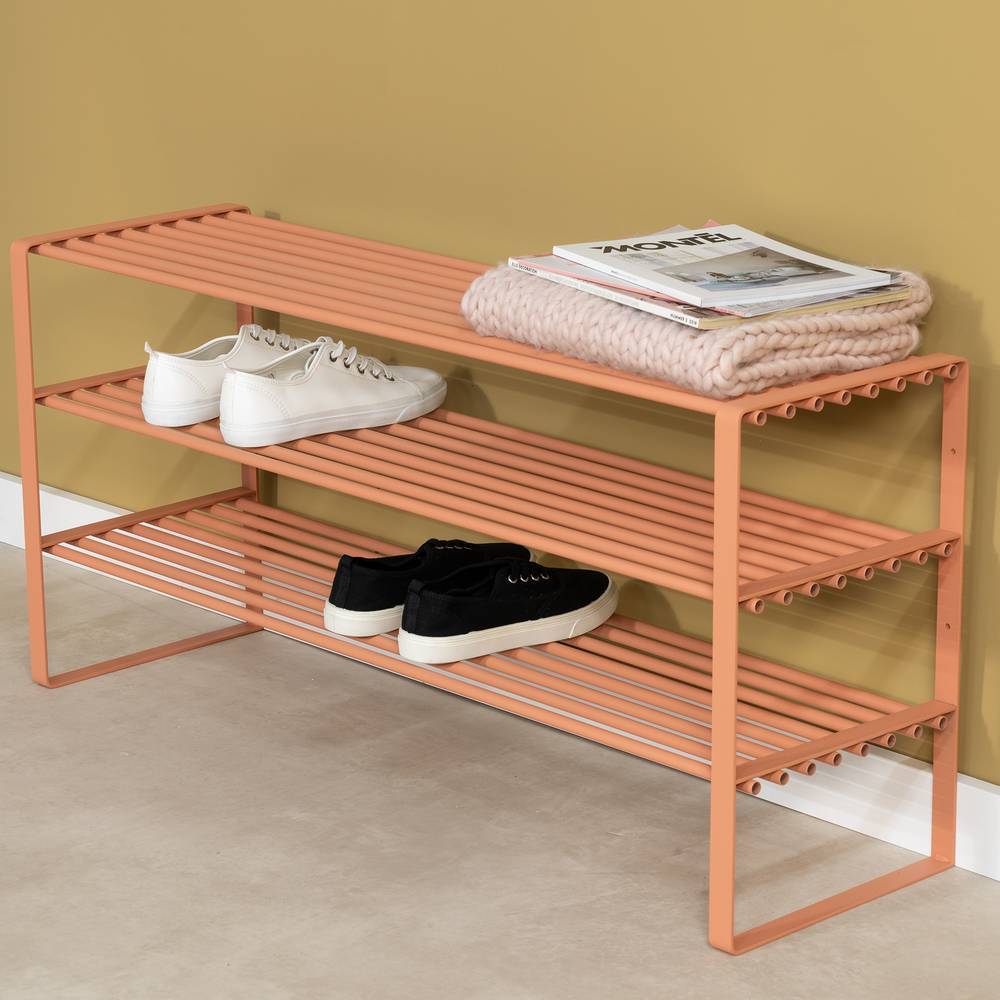 3-Ebenen-Schuhregal in Terracotta Stahl - Teakaro
