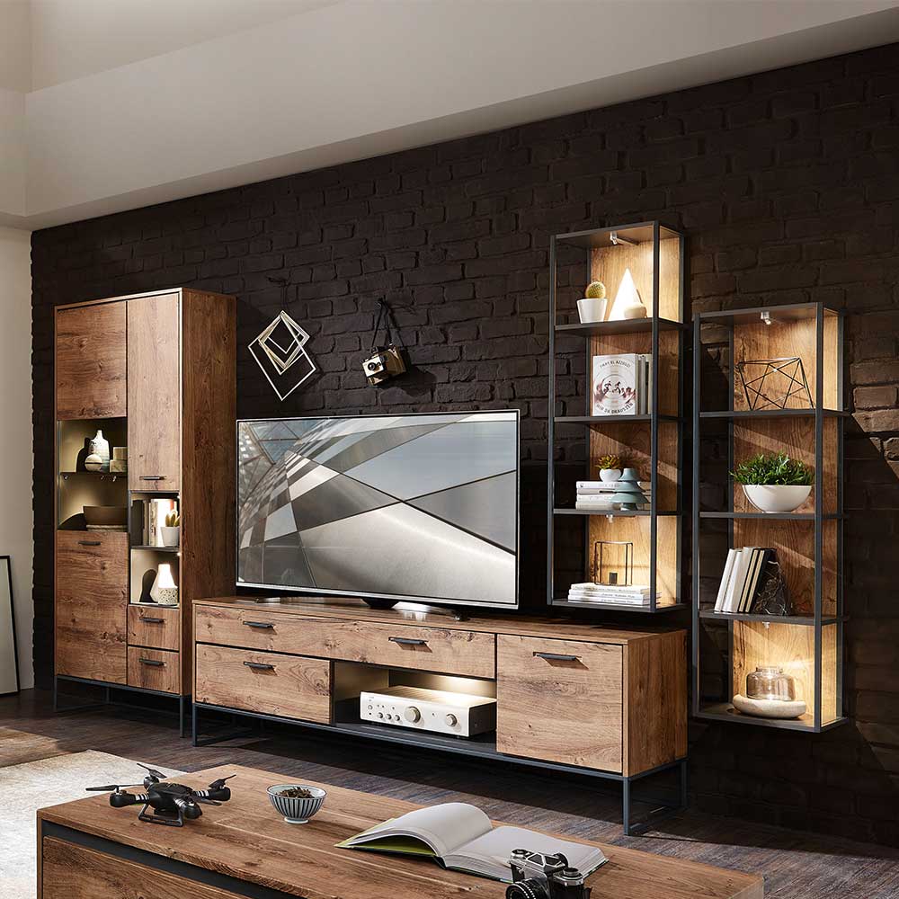 Wohnwand Designmöbel Set - Xindus (vierteilig)