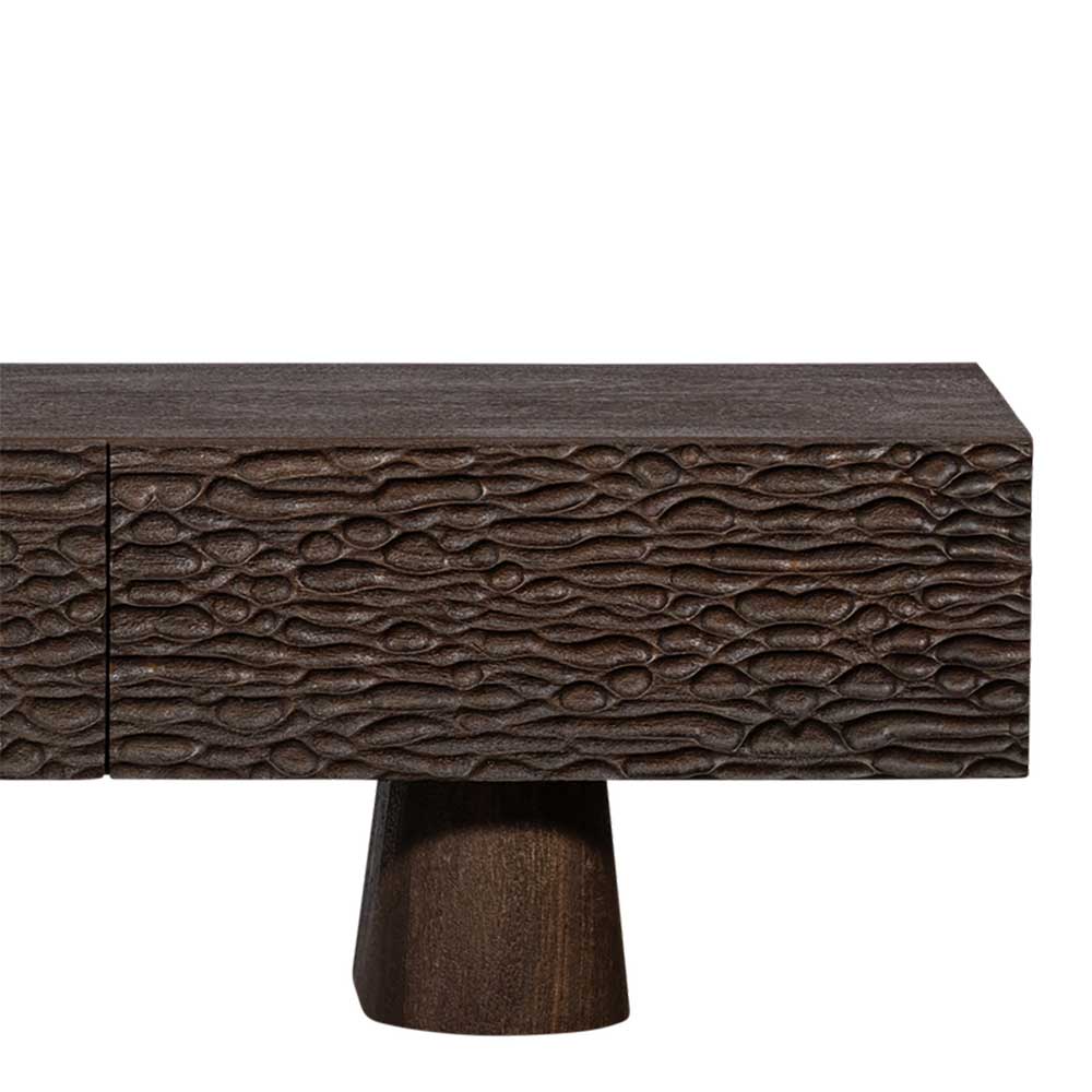 Design TV Lowboard aus Mangoholz in Walnuss Braun - Glancossa