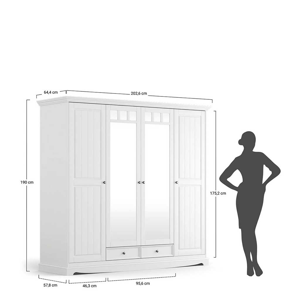 Weißer Schlafzimmerschrank im Landhausstil - Indico