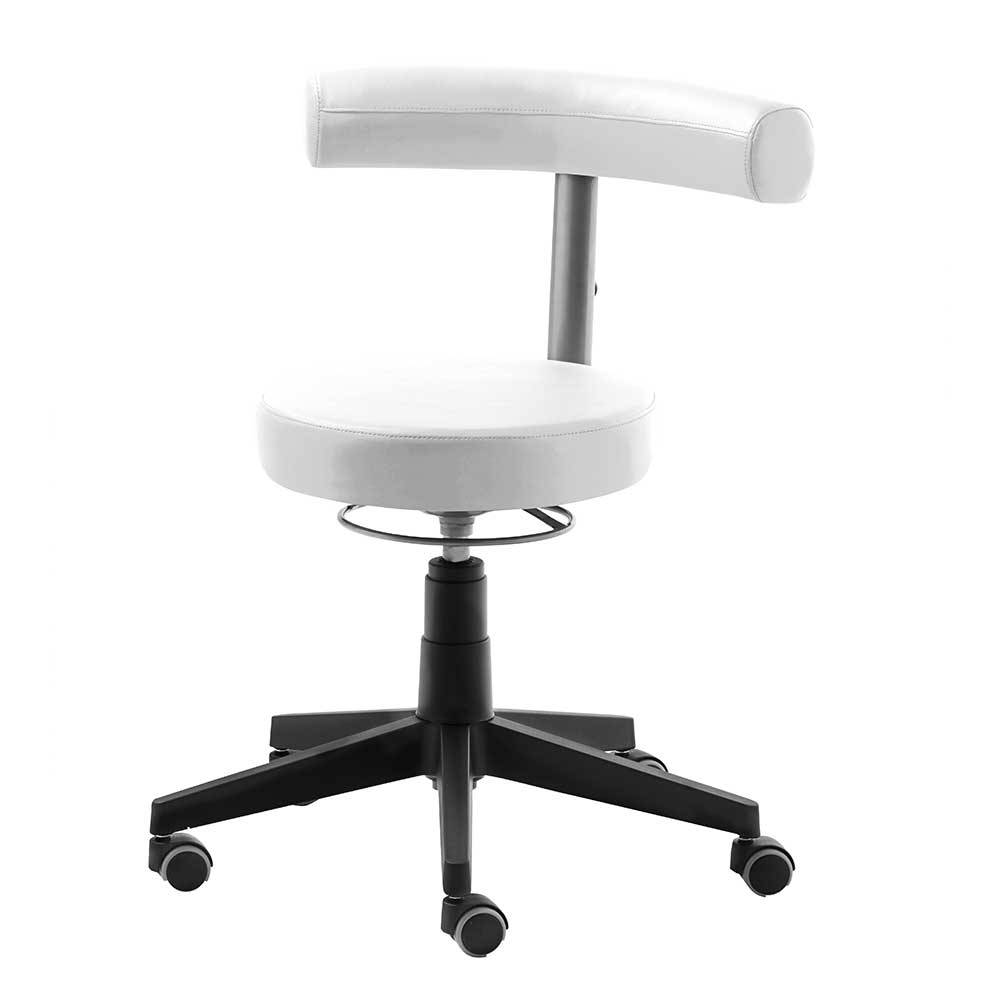 Drehhocker mit Lehne in Weiß & Schwarz - Diamony