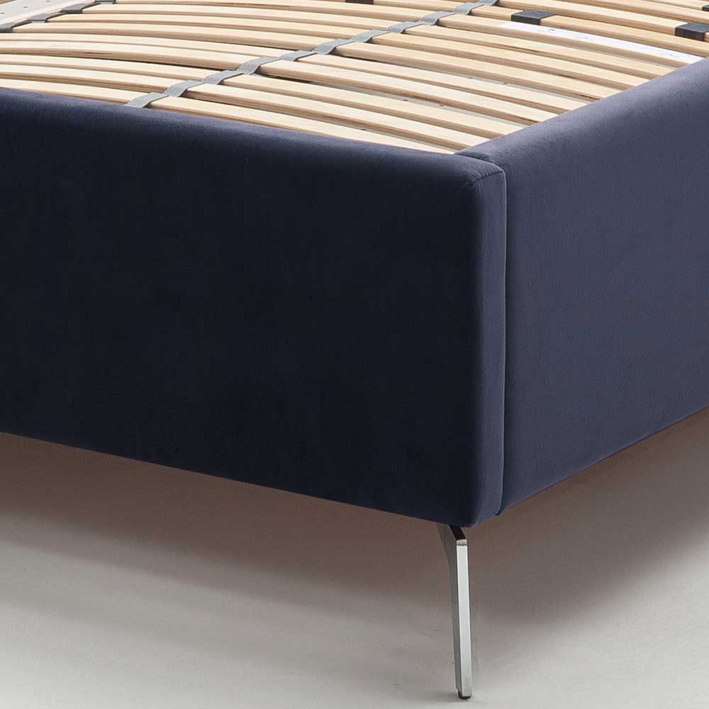 Chesterfield Polsterbett in Dunkelblau Samt - Ninian