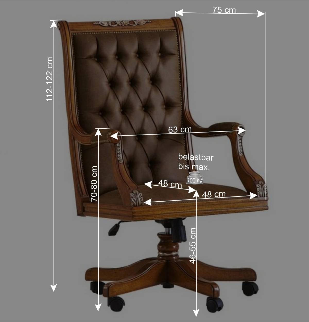 Eleganter Schreibtischsessel in Braun mit Silber - Zaisan