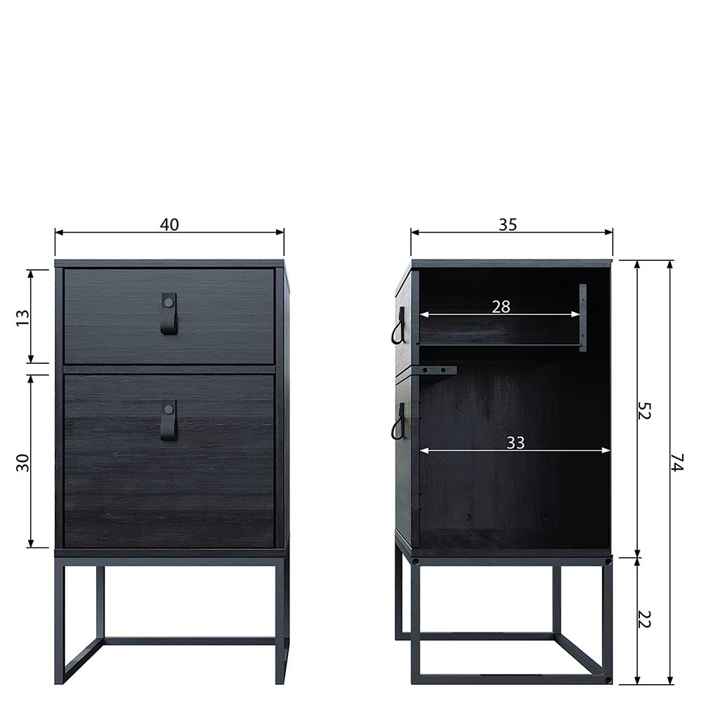 40x74x35 Hochkommode mit Bügelgestell - Clewono