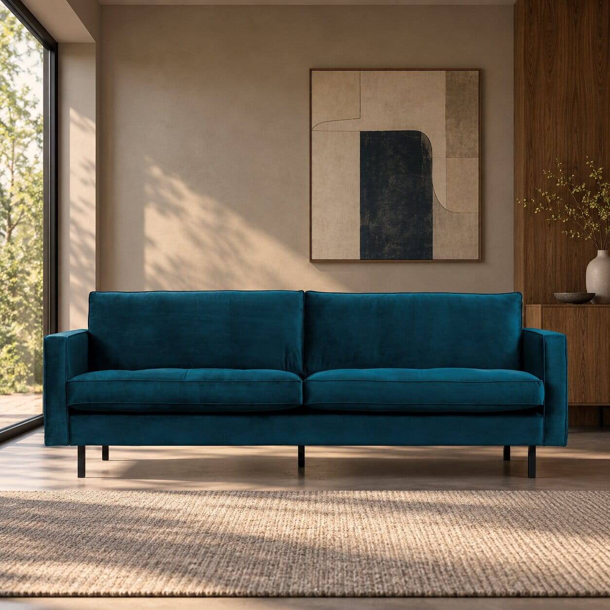 Wohnzimmersofa in Blau Samtstoff - Cumagon