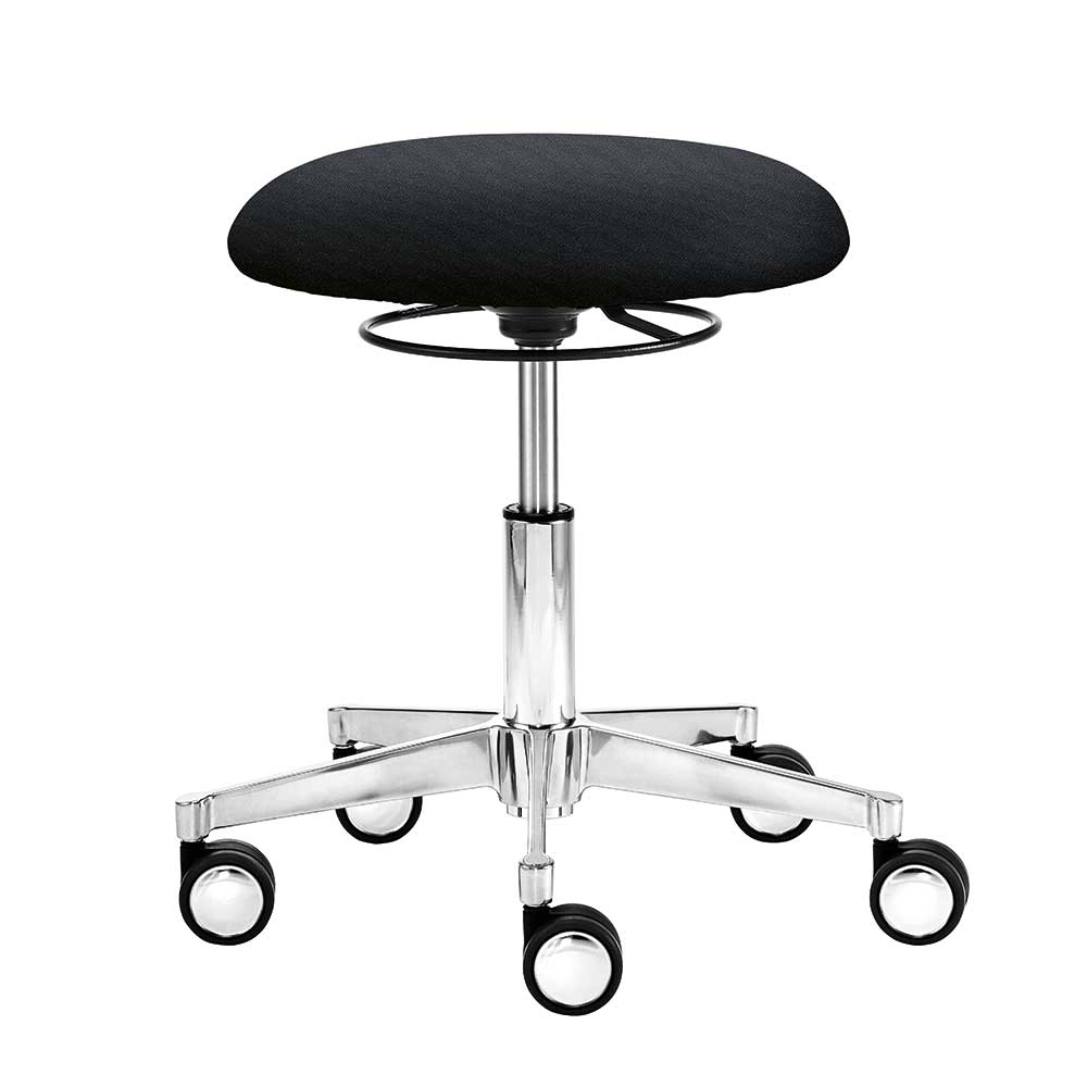 Drehbarer Schreibtisch Hocker in Schwarz & Alu - Ruvenz