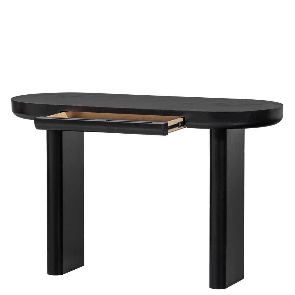 Ovaler Design Schreibtisch in Schwarz Holzoptik - Belinda
