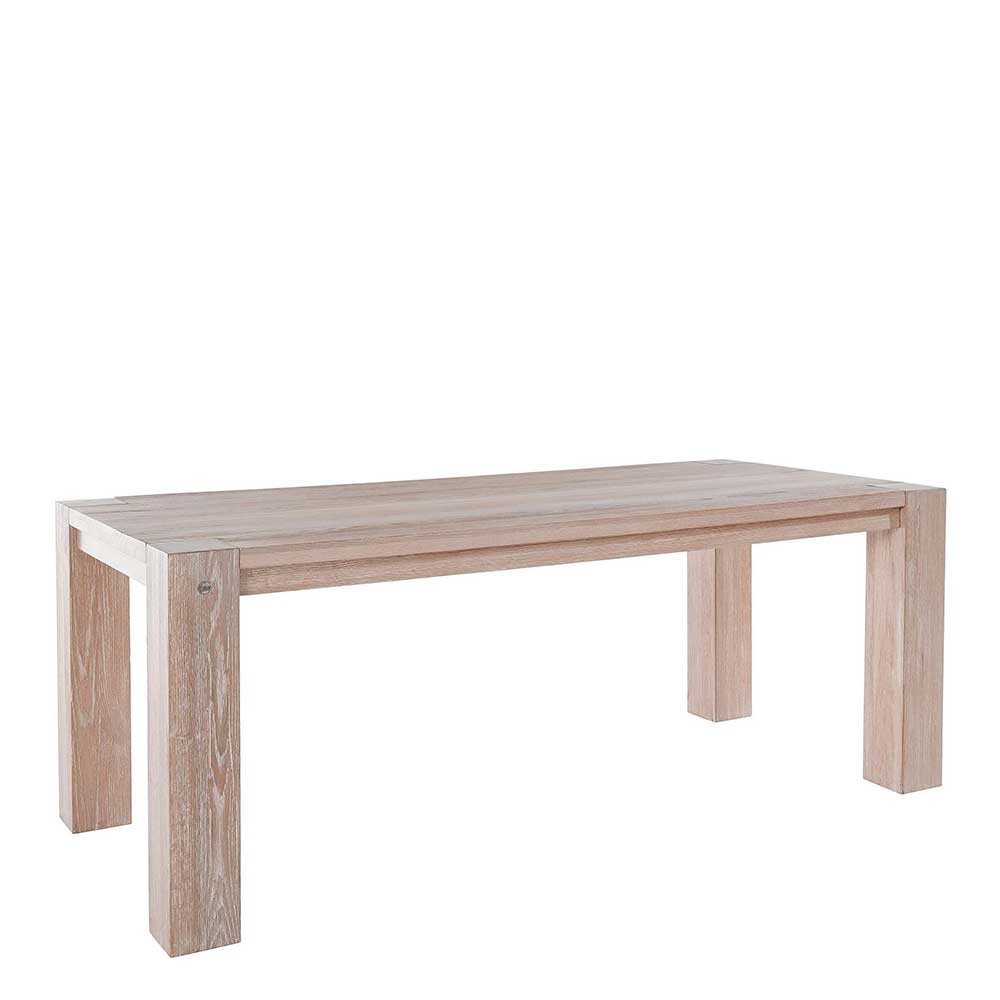 Massiver Esstisch aus Wildeiche White Wash - Aribert