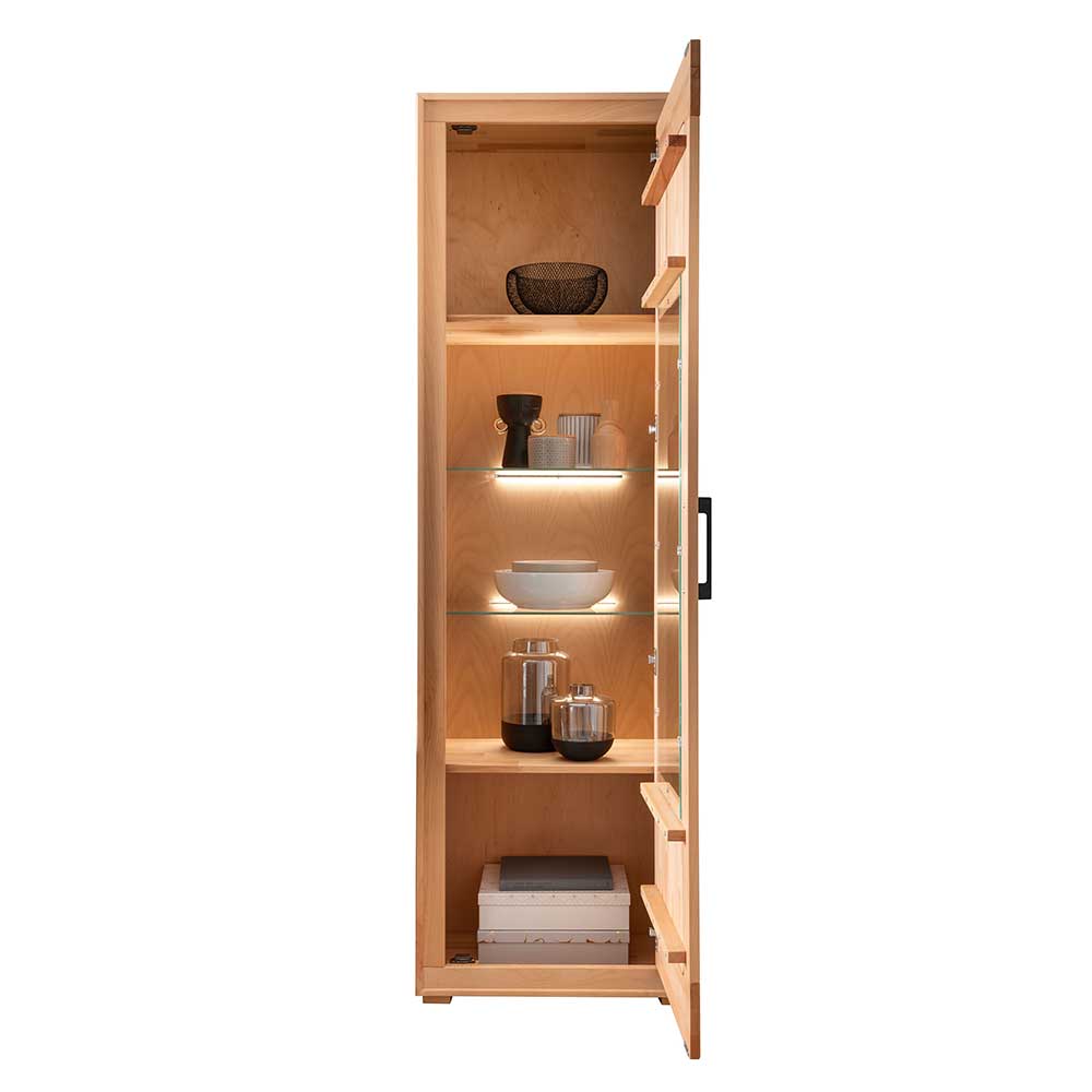 Moderne 1-türige Vitrine aus Kernbuche geölt - Sarosca